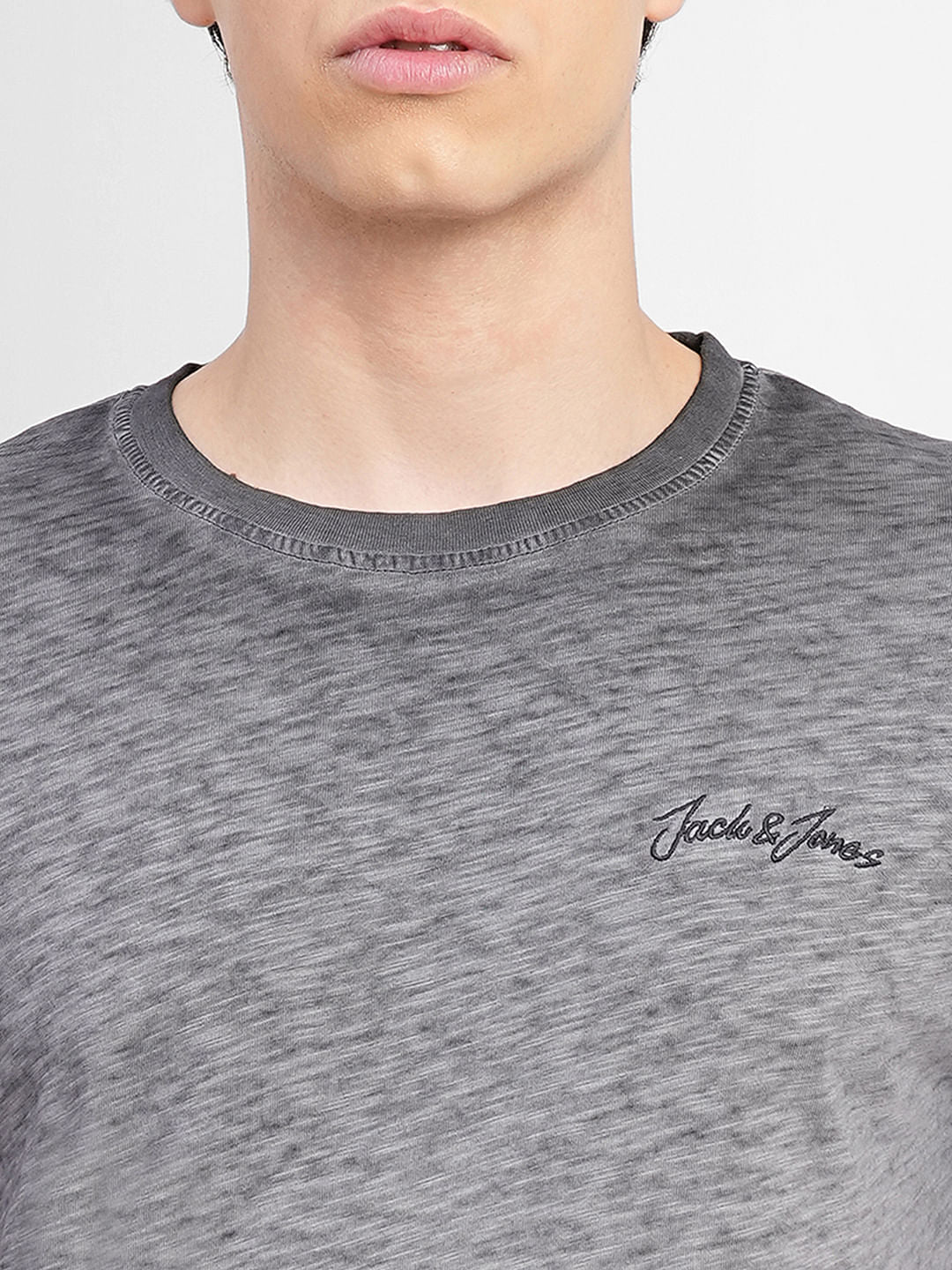Grey Washed Crew Neck T-shirt - Image 5