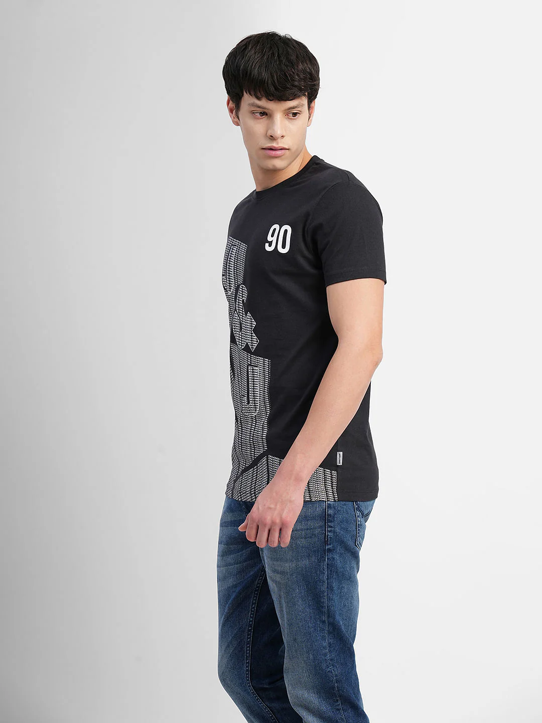 Black Graphic Print Crew Neck T-shirt - Image 3