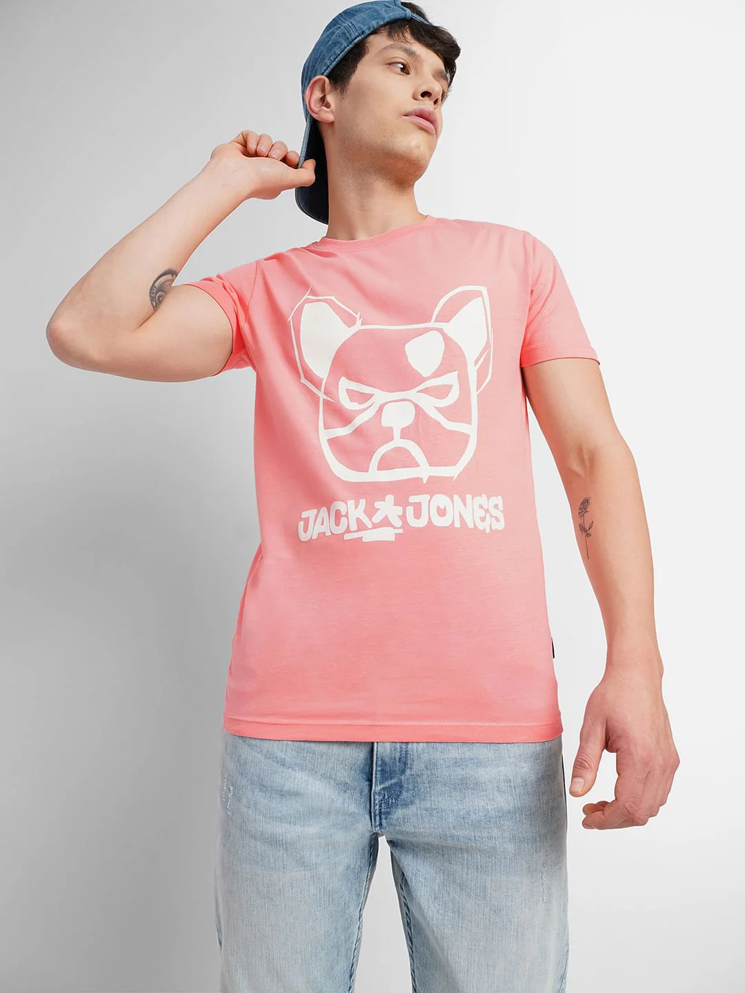 Pink Logo Print Crew Neck T-shirt