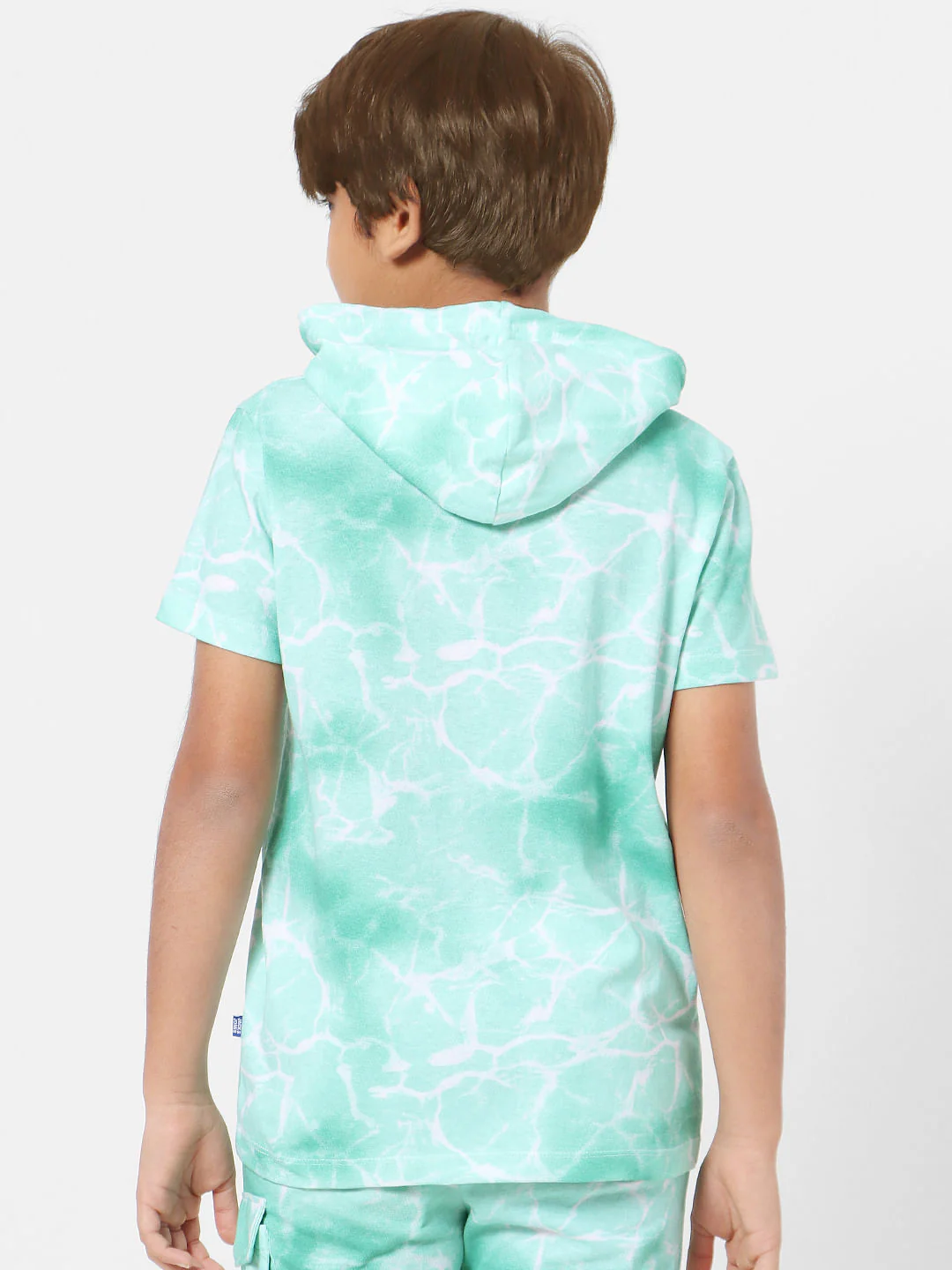 Boys Green Tie Dye Hooded T-shirt - Image 4