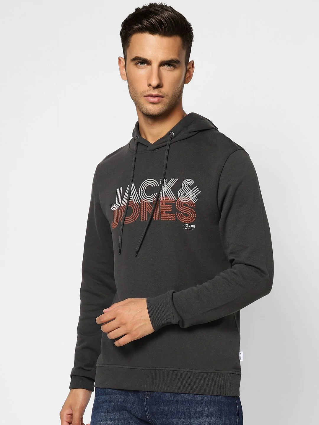 Black Logo Print Hooded Sweatshirt - Image 2