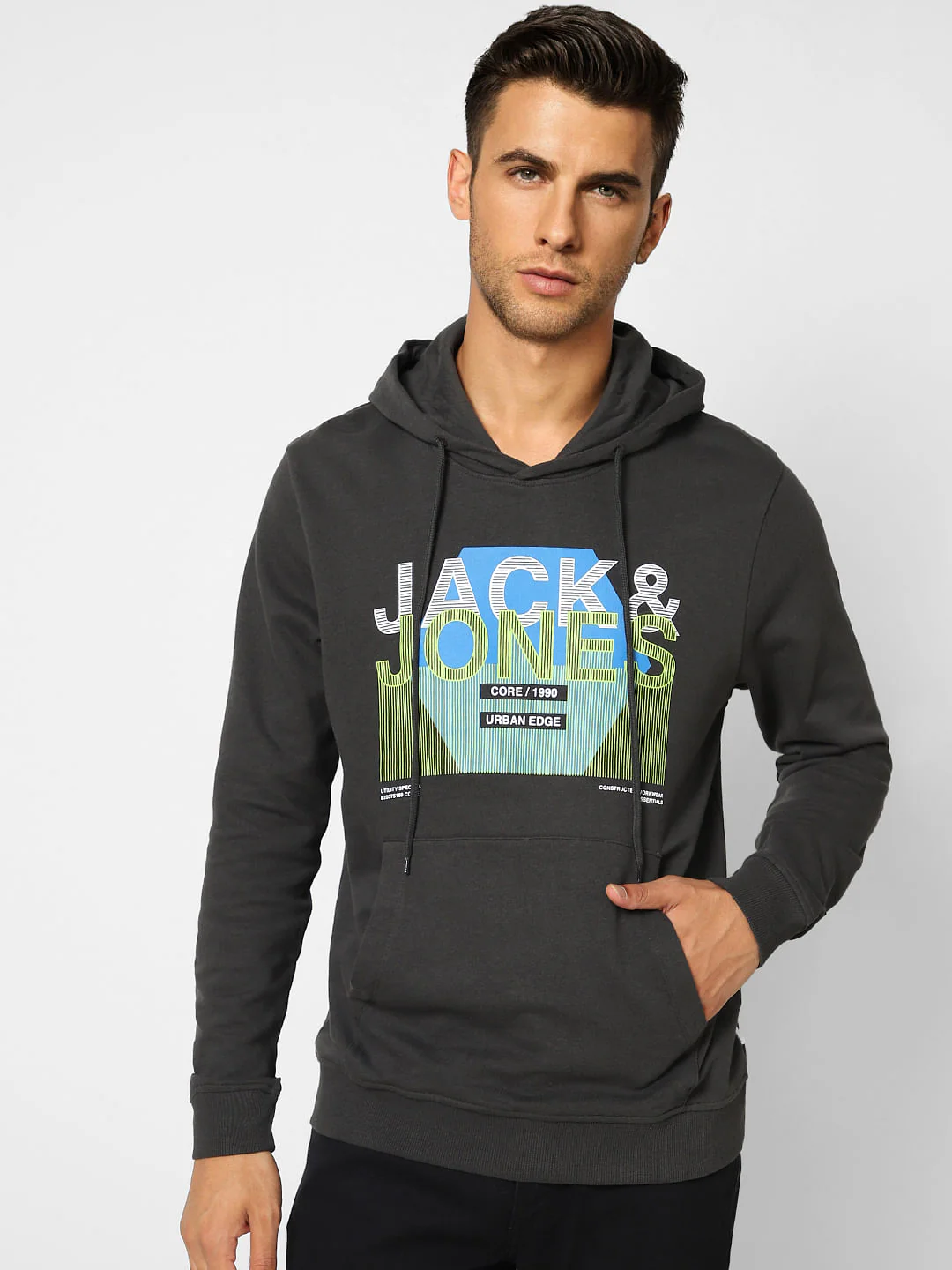 Black Logo Print Hooded Sweatshirt - Image 2