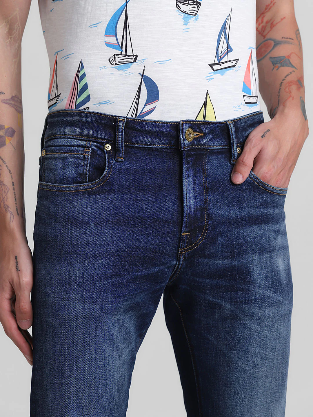Dark Blue Low Rise Glenn Slim Fit Jeans - Image 4