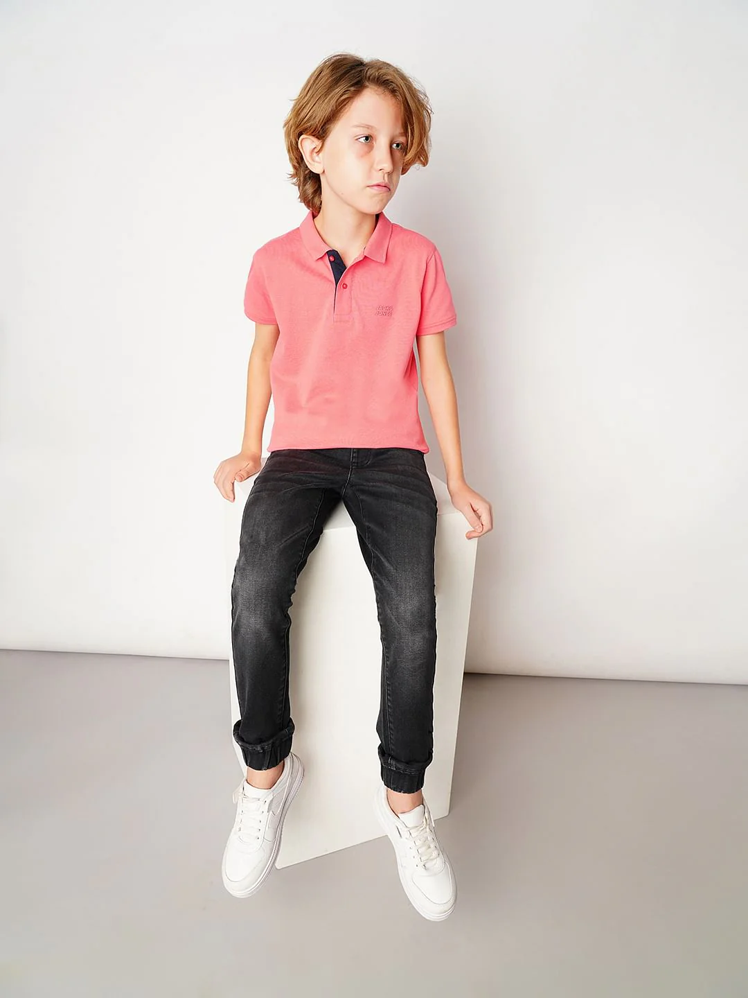 Pink Logo Print Polo T-shirt