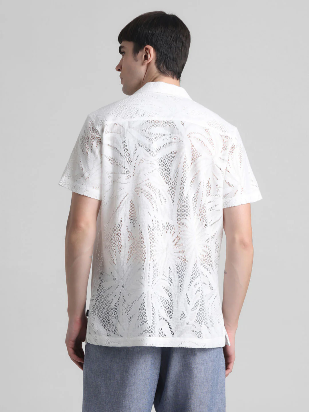 White Crochet Short Sleeves Shirt - Image 4