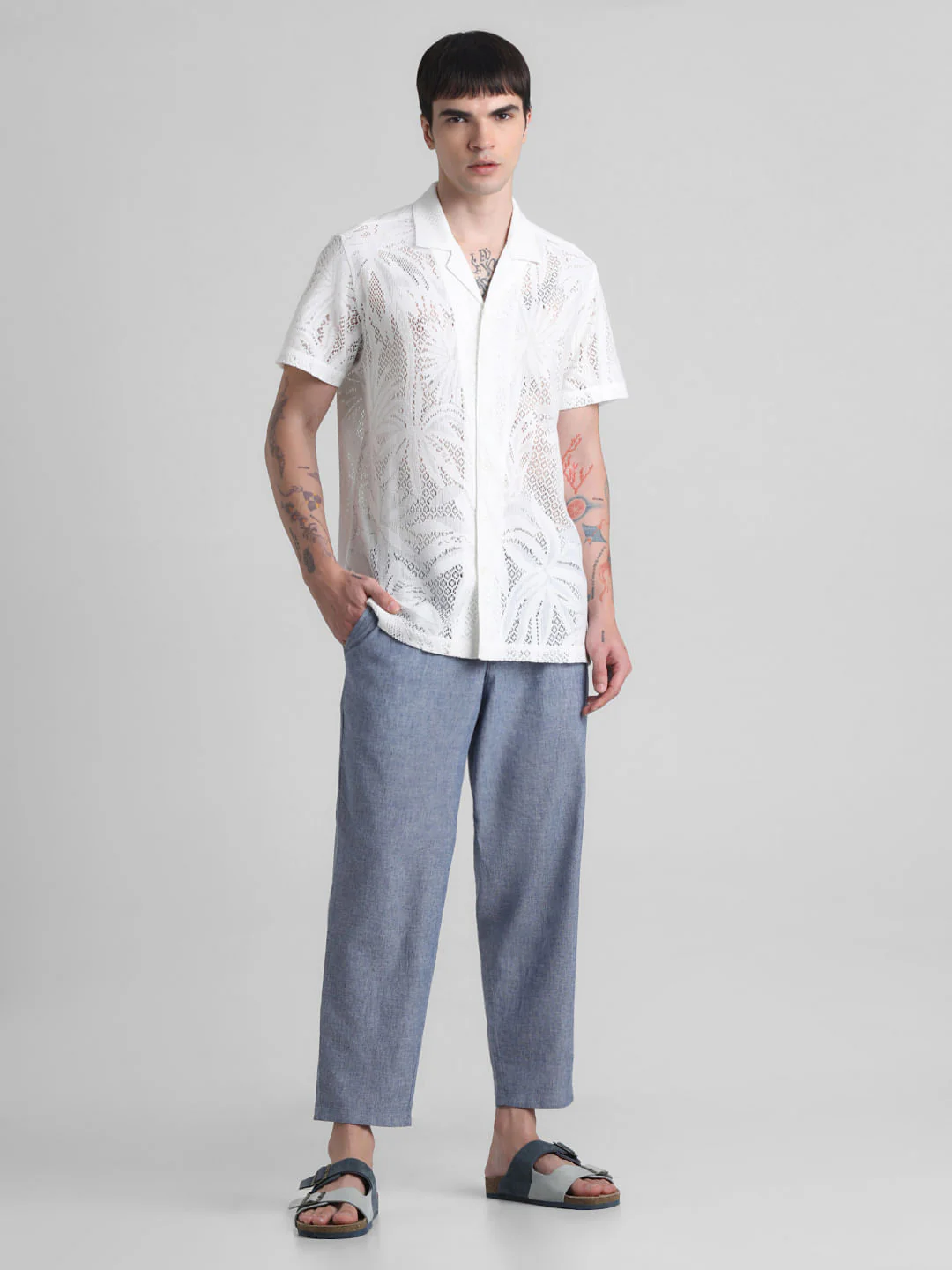 White Crochet Short Sleeves Shirt - Image 6