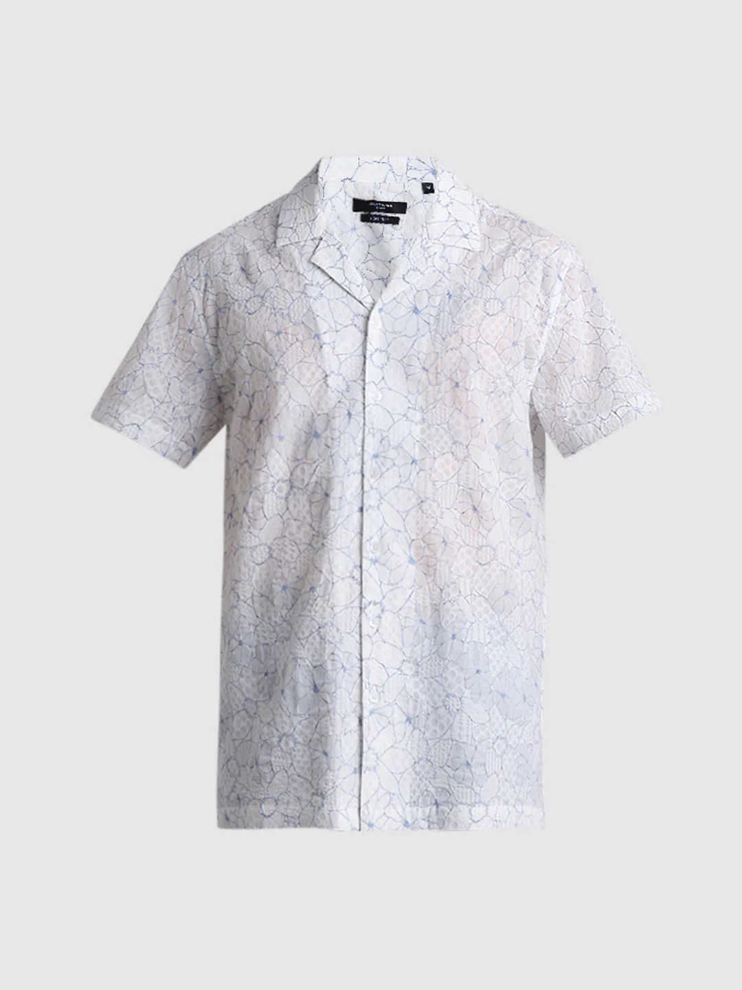 White Floral Cotton Short Sleeves Shirt - Image 7
