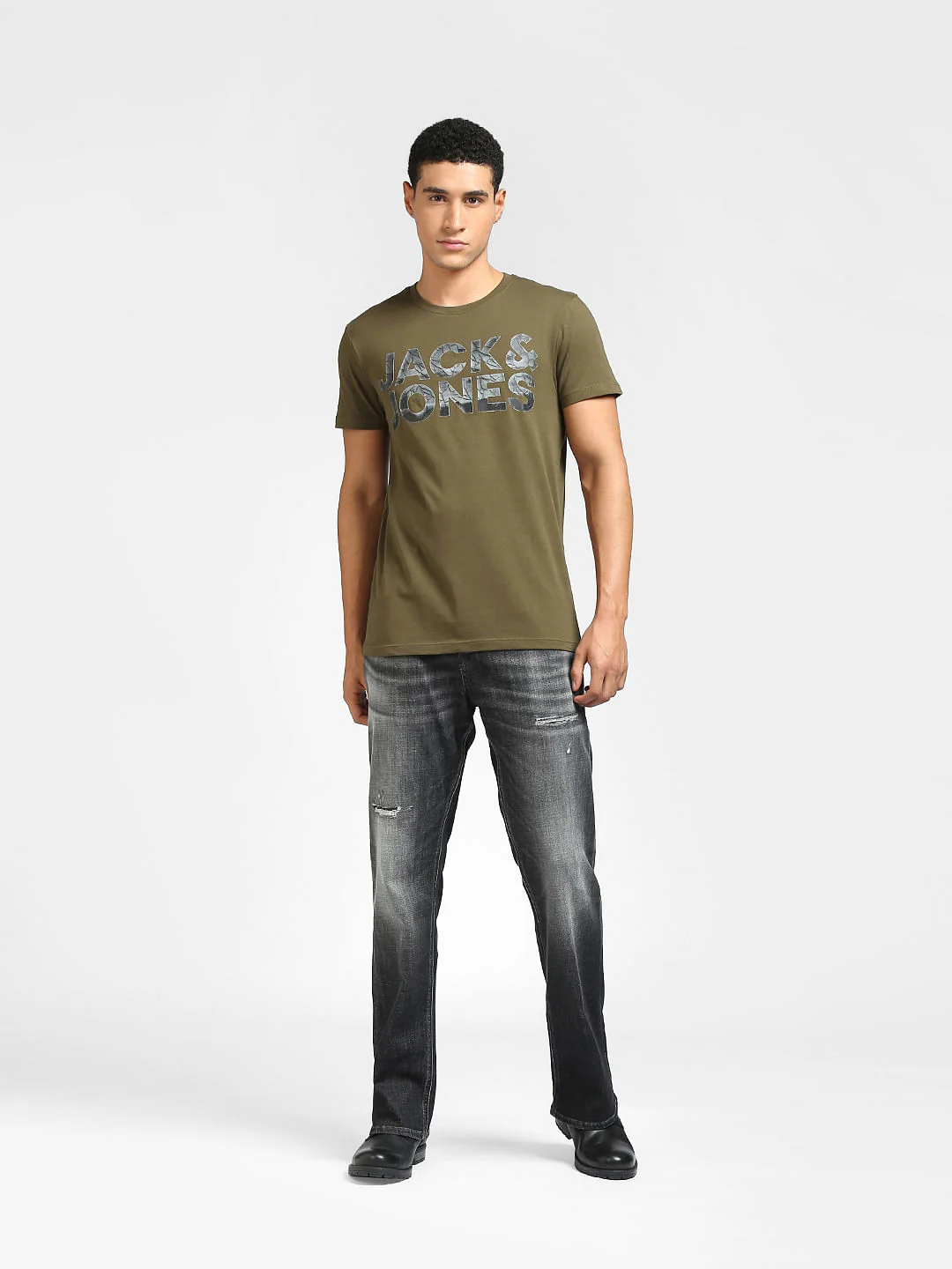 Green Logo Print Crew Neck T-shirt - Image 6