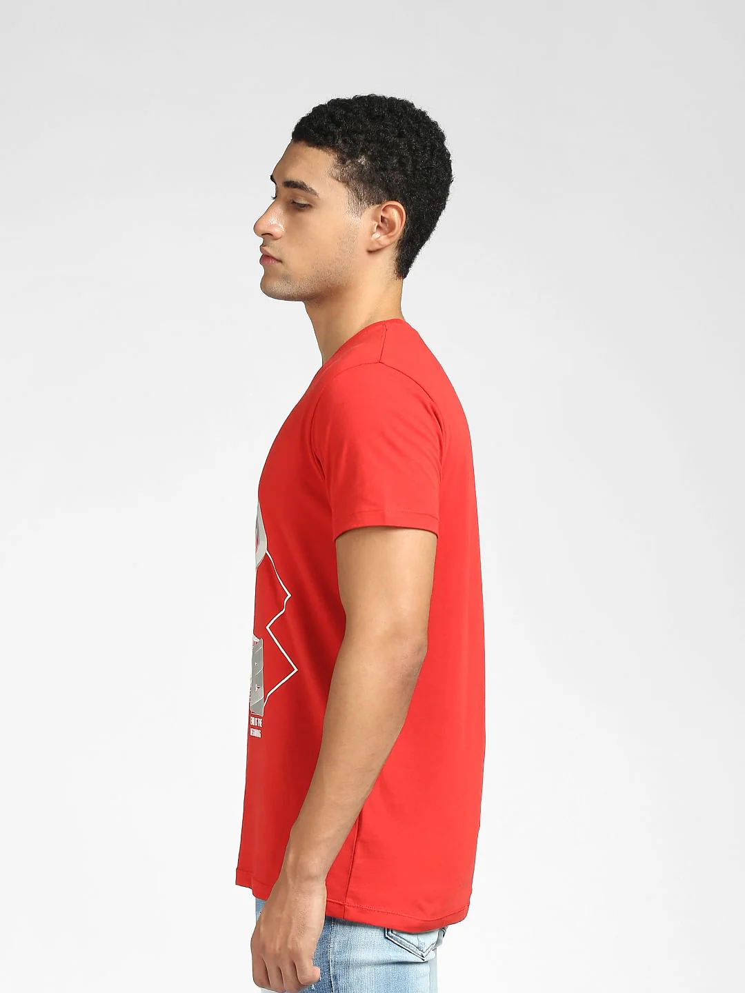 Red Graphic Print Crew Neck T-shirt - Image 3