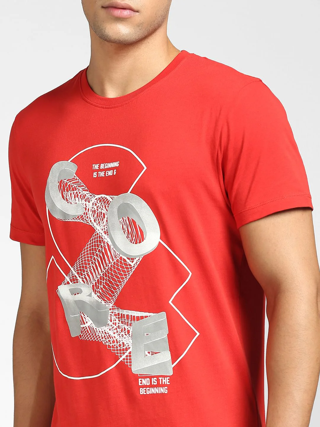 Red Graphic Print Crew Neck T-shirt - Image 5