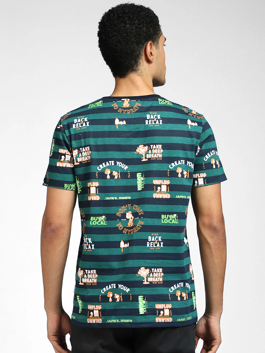 Green Striped Crew Neck T-shirt - Image 4