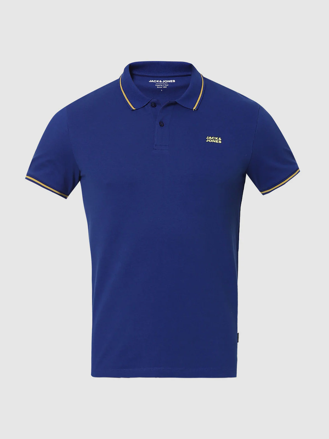 Blue Contrast Tipping Polo Neck T-shirt - Image 6