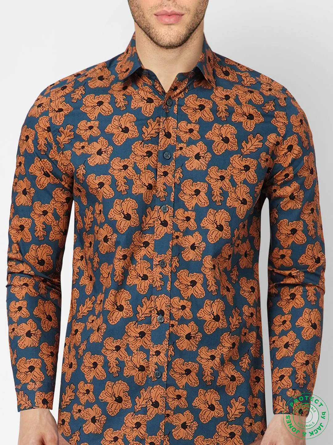 Blue Floral Full Sleeves Shirt - Image 5