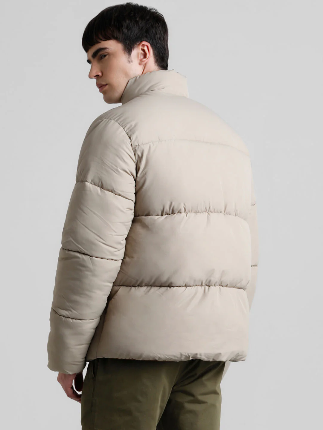 Beige High Neck Puffer Jacket - Image 4