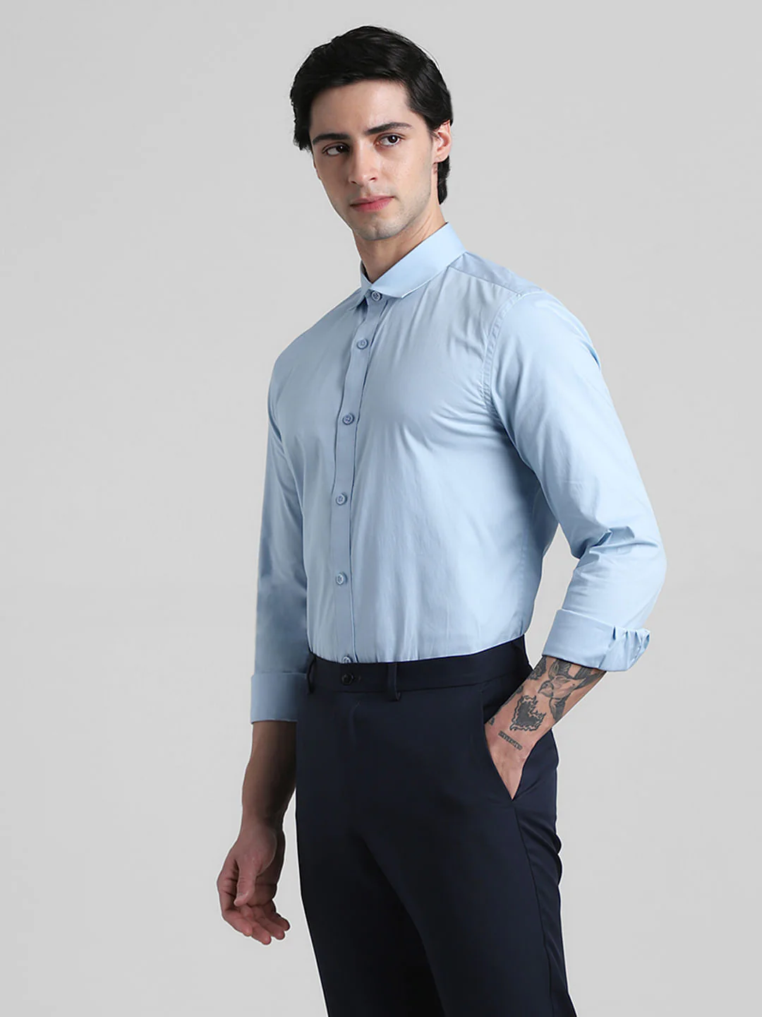 Blue Formal Full Sleeves Shirt - Image 3