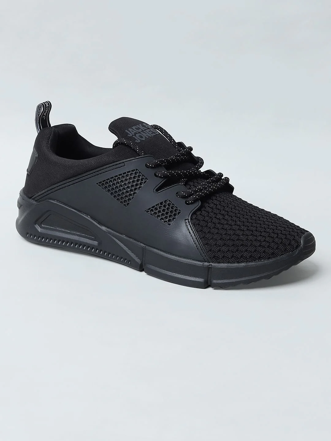 Black Knit Lace-Up Sneakers - Image 3