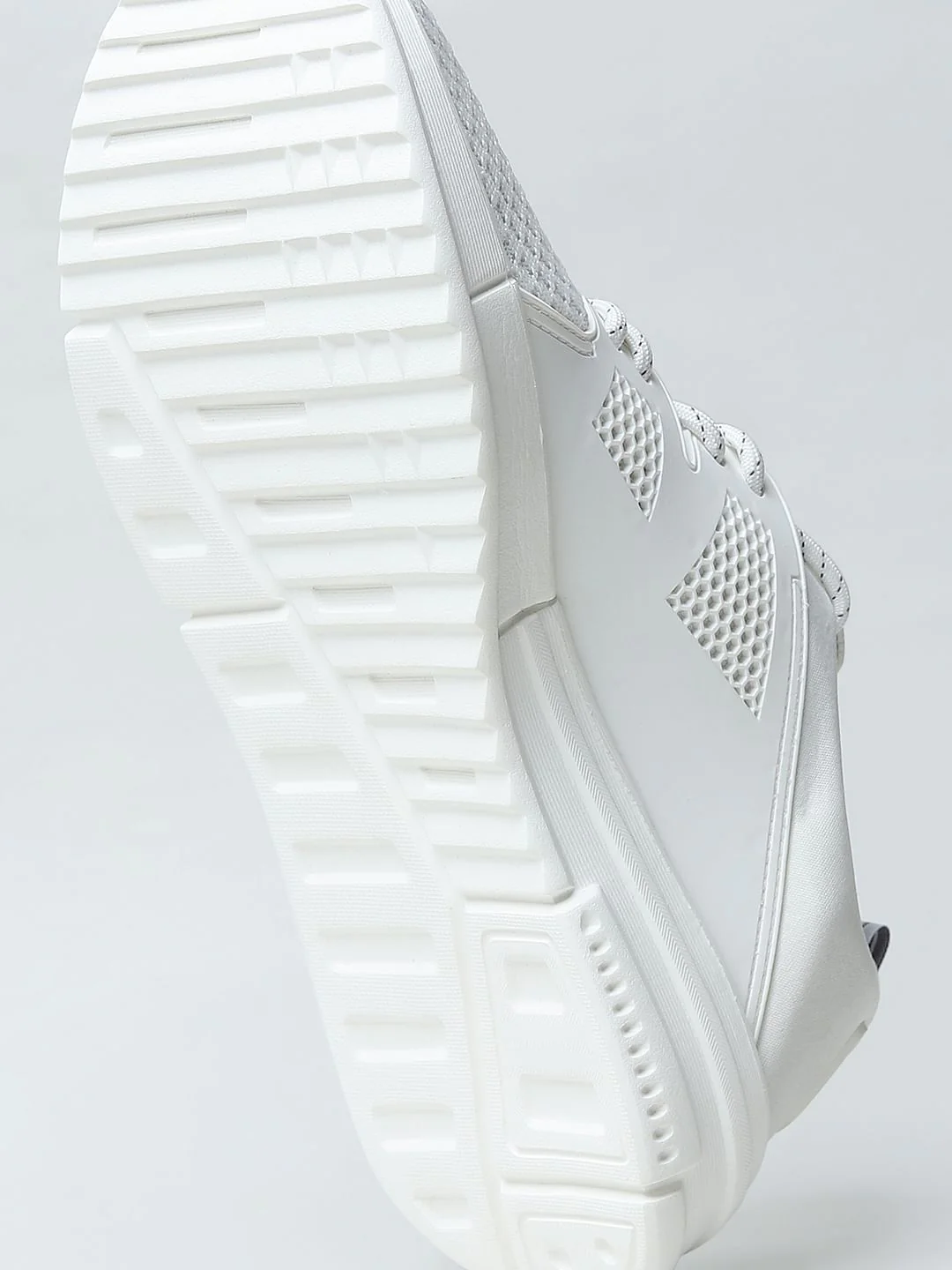 White Knit Lace-Up Sneakers - Image 11