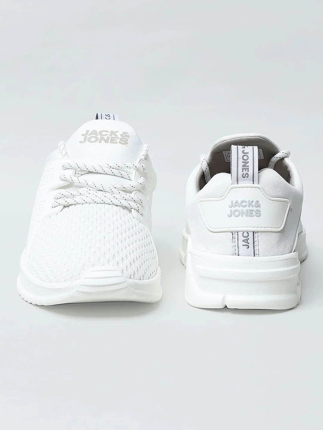 White Knit Lace-Up Sneakers - Image 6