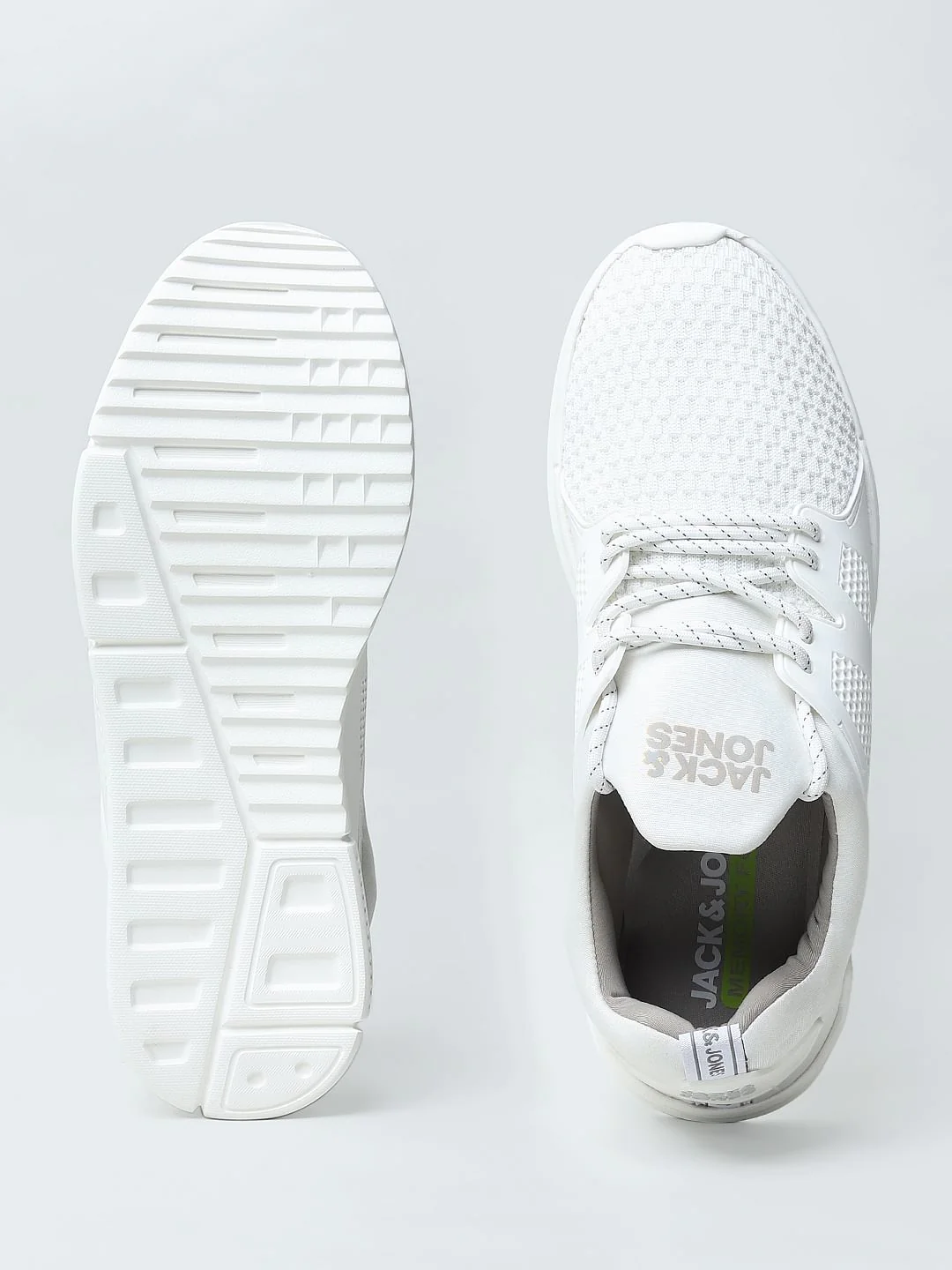 White Knit Lace-Up Sneakers - Image 8