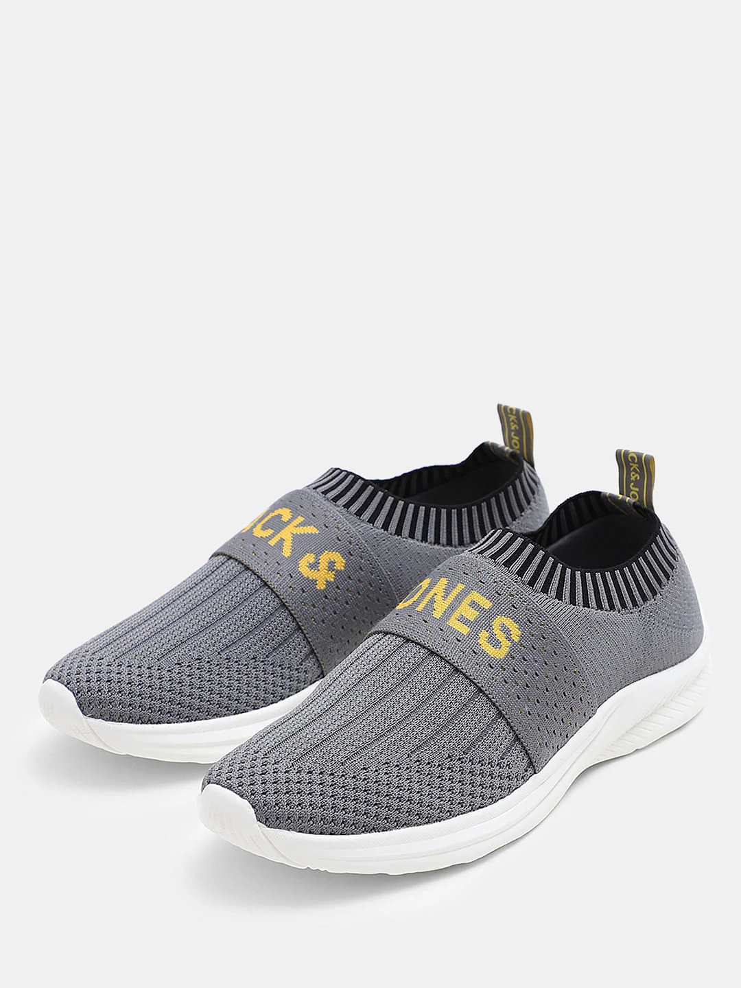 Ash Grey Knitted Slip On Sneakers - Image 6