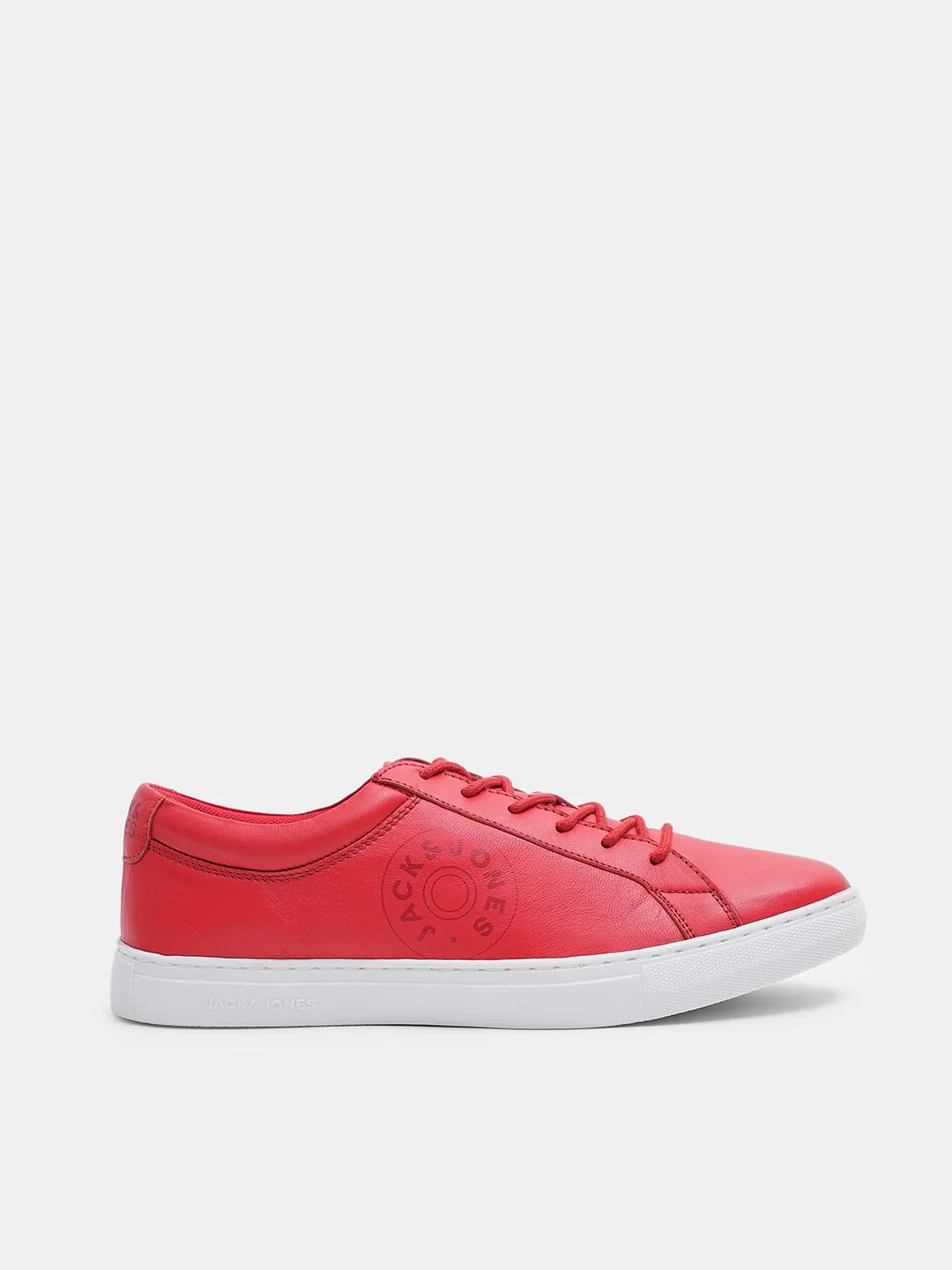 Red Leather Lace-Up Sneakers - Image 2