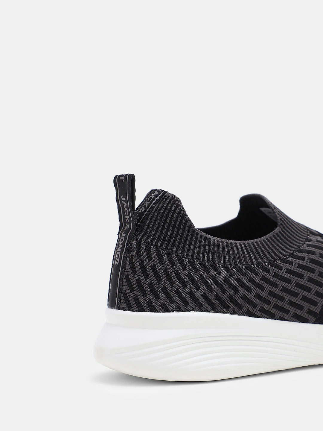 Black & Grey Knitted Slip On Sneakers - Image 8