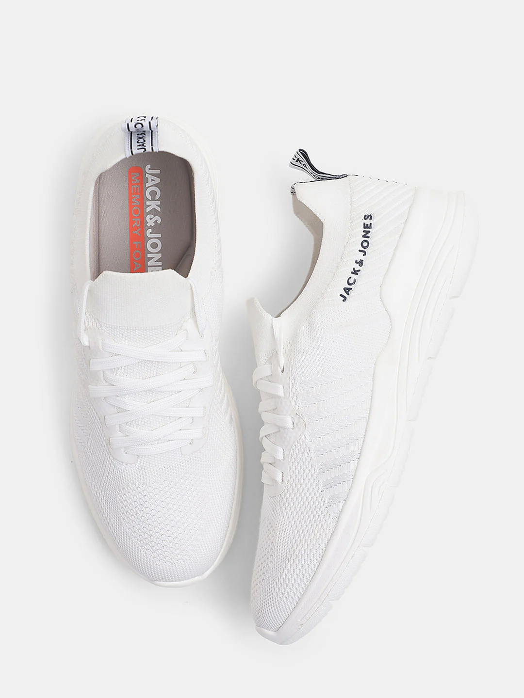White Knitted Lace Up Sneakers - Image 3