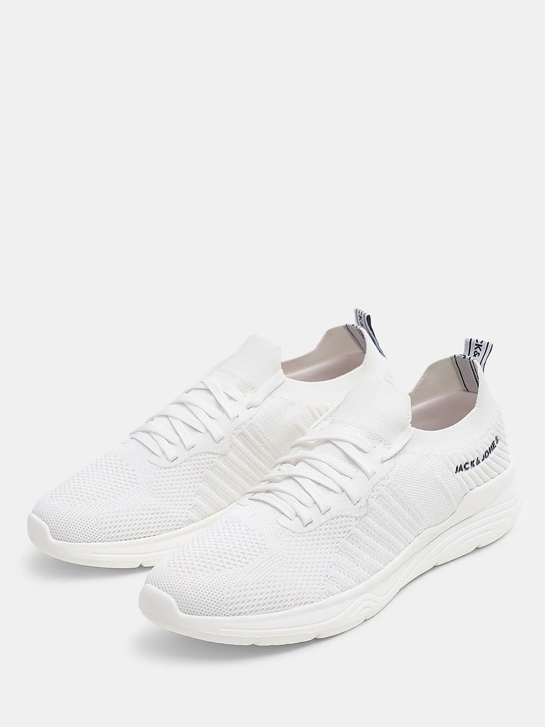 White Knitted Lace Up Sneakers - Image 6