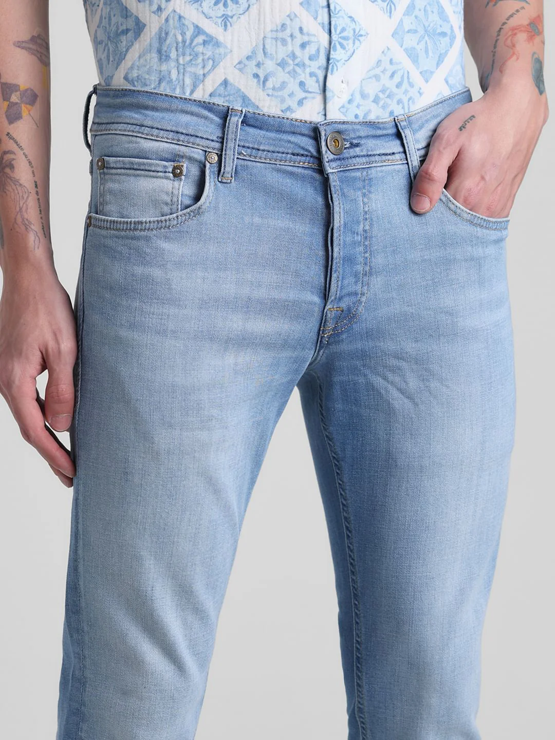 Light Blue Low Rise Glenn Slim Fit Jeans - Image 4