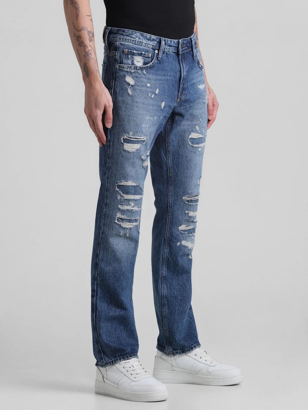 Blue Distressed Clark Regular Fit Jeans - Image 2
