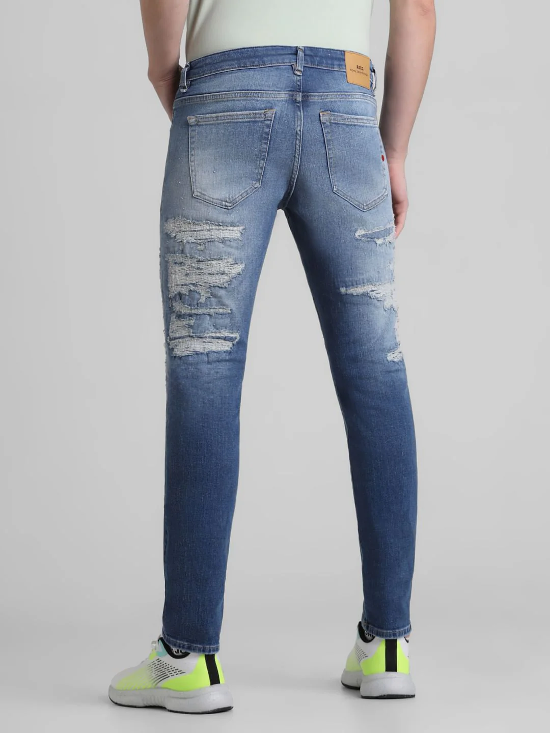 Dark Blue Distressed Glenn Slim Fit Jeans - Image 3