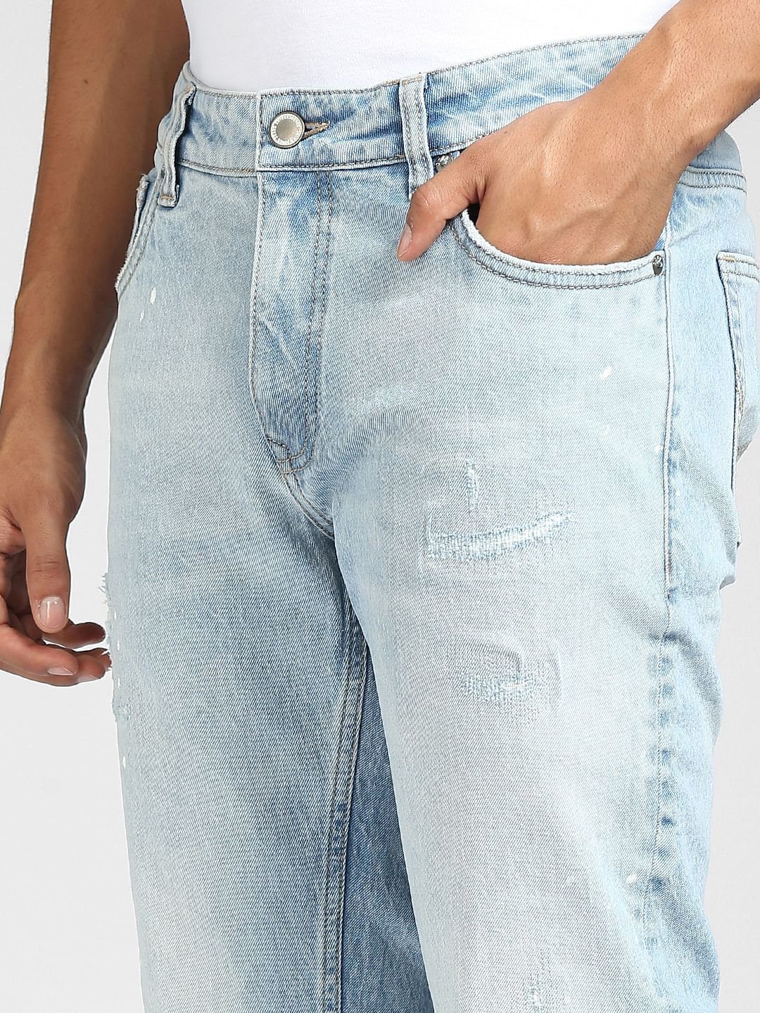 Blue Low Rise Tim Anti Fit Ripped Jeans - Image 4