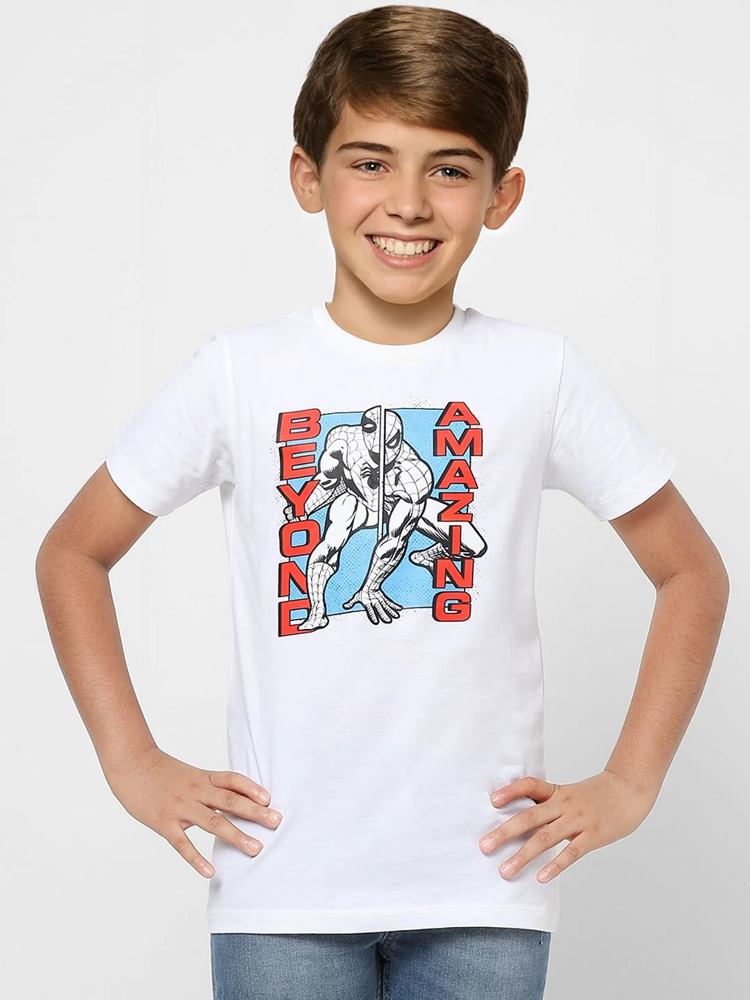 Boys X Marvel White Spider Man Crew Neck T-shirt - Image 2