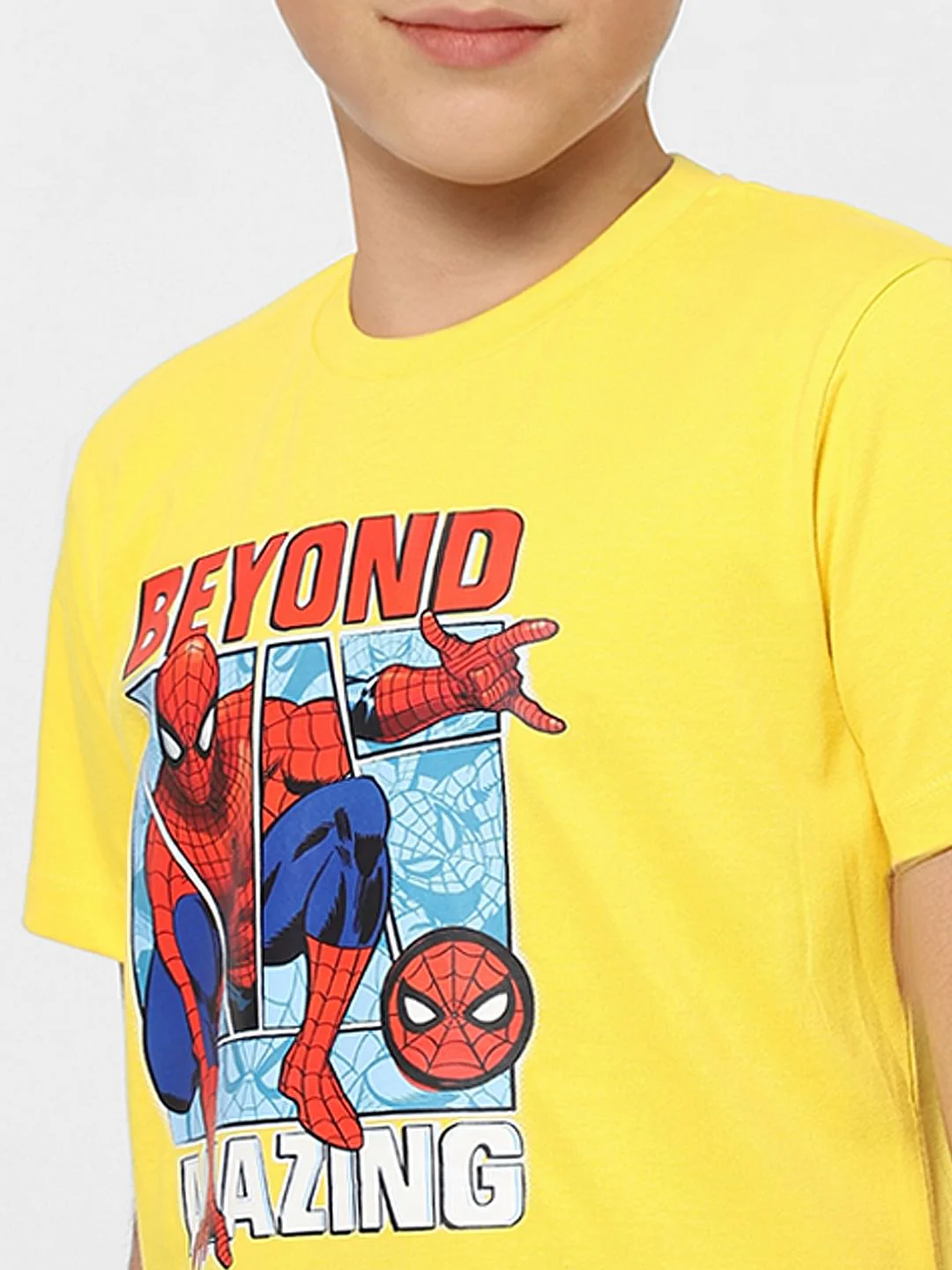 Boys X Marvel Yellow Spider Man Crew Neck T-shirt - Image 5