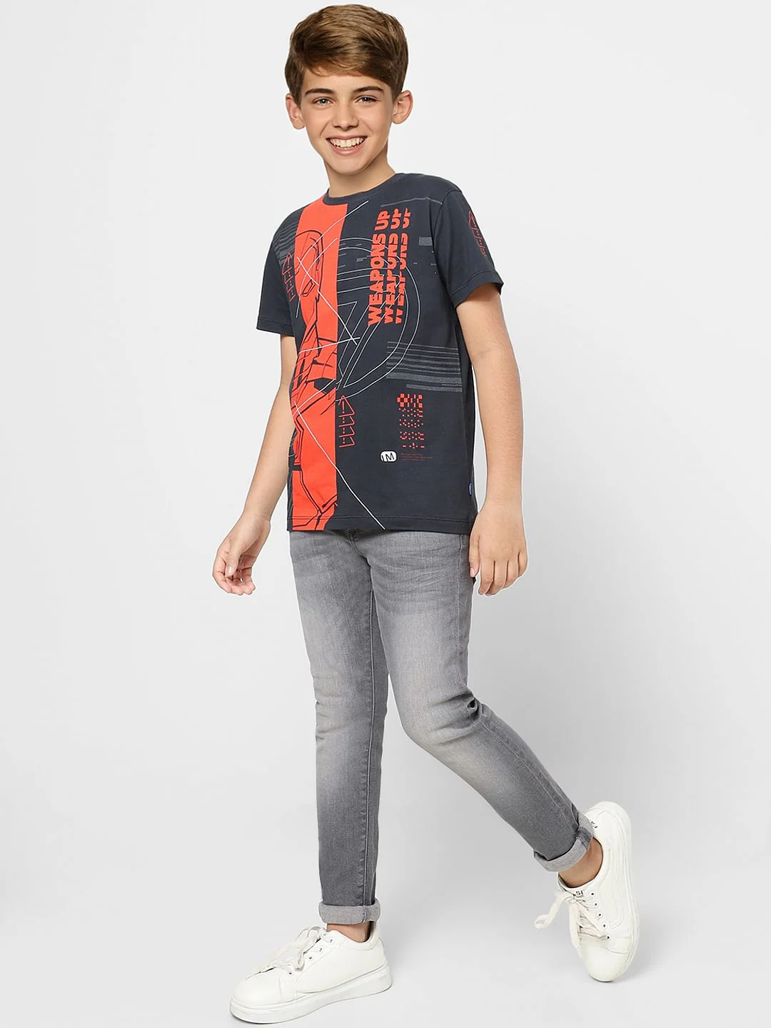 Boys X Marvel Black Iron man Crew Neck T-shirt
