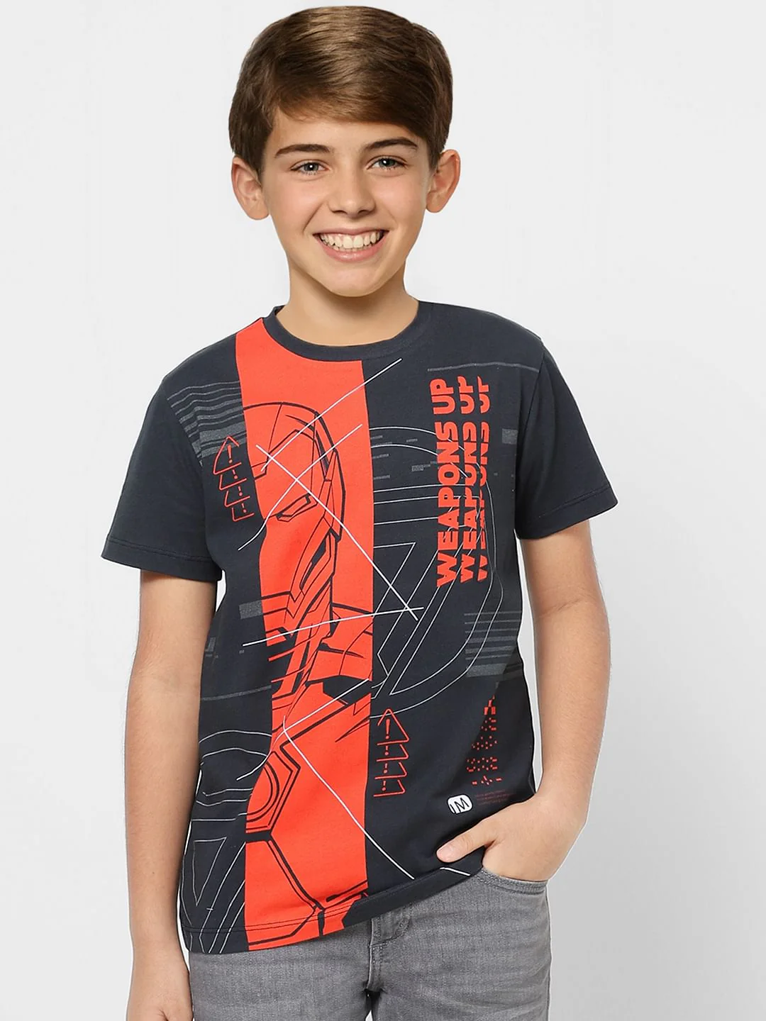 Boys X Marvel Black Iron man Crew Neck T-shirt - Image 2