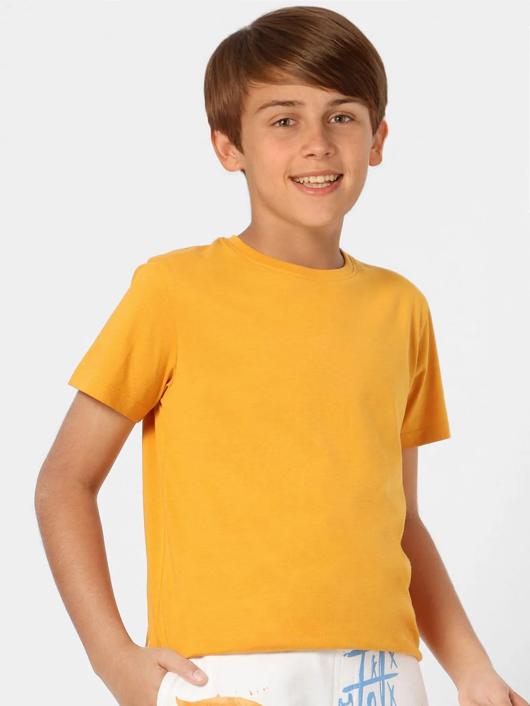 Boys Mustard Crew Neck T-shirt - Image 2