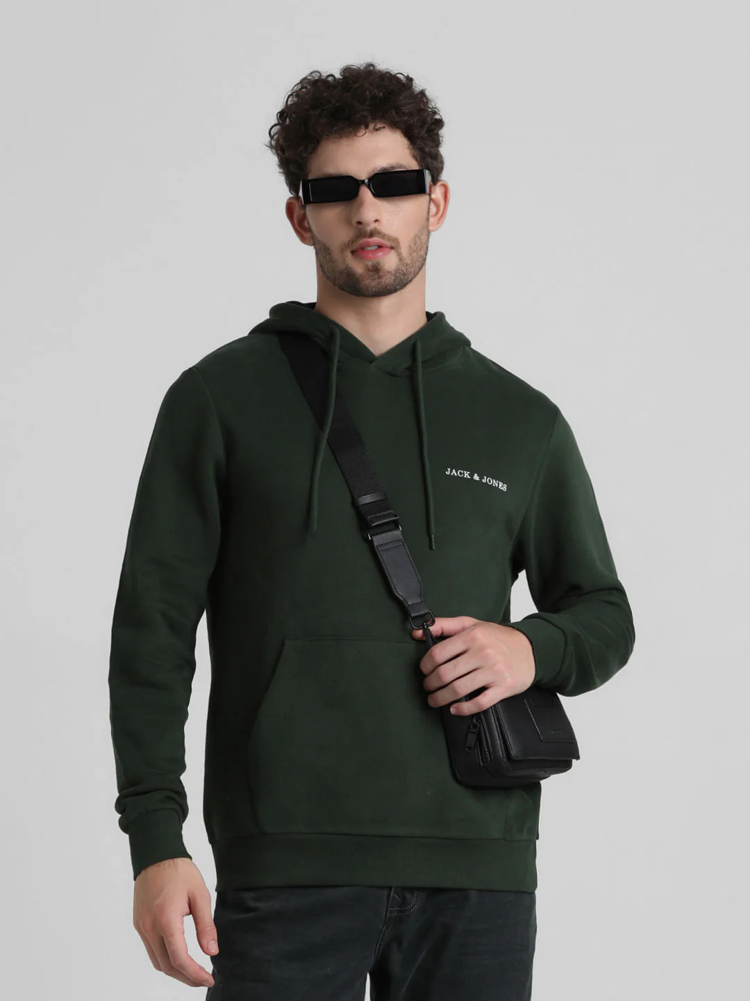 Green Logo Print Hooded Sweatshirt