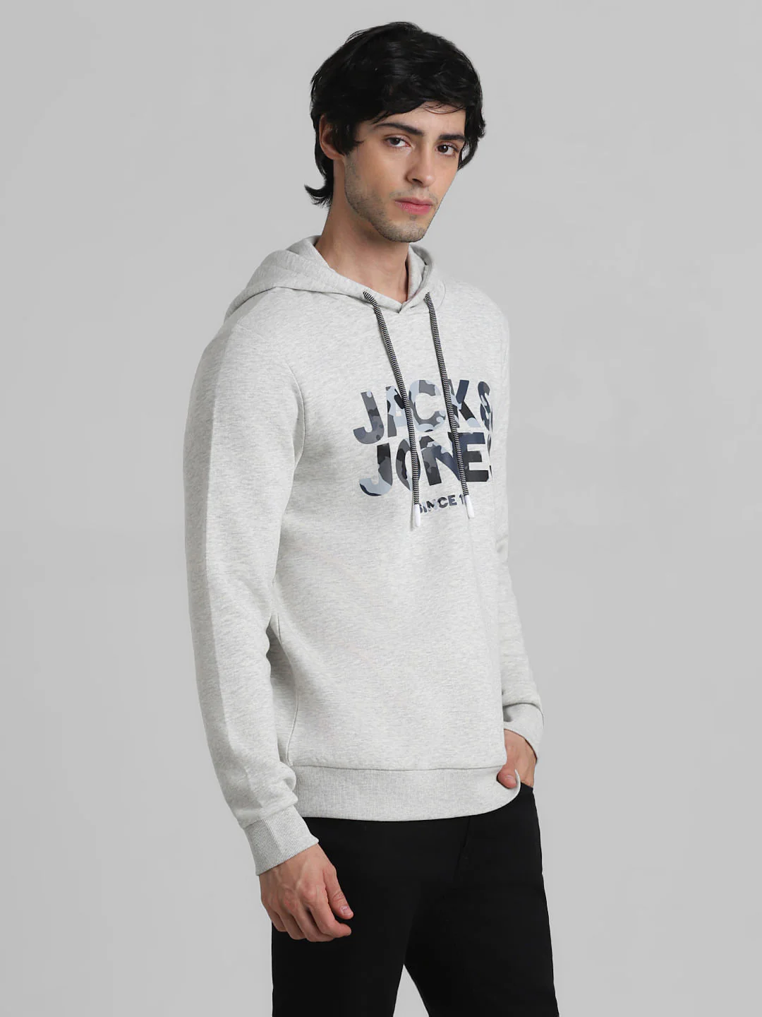 White Melange Hooded Sweatshirt - Image 3