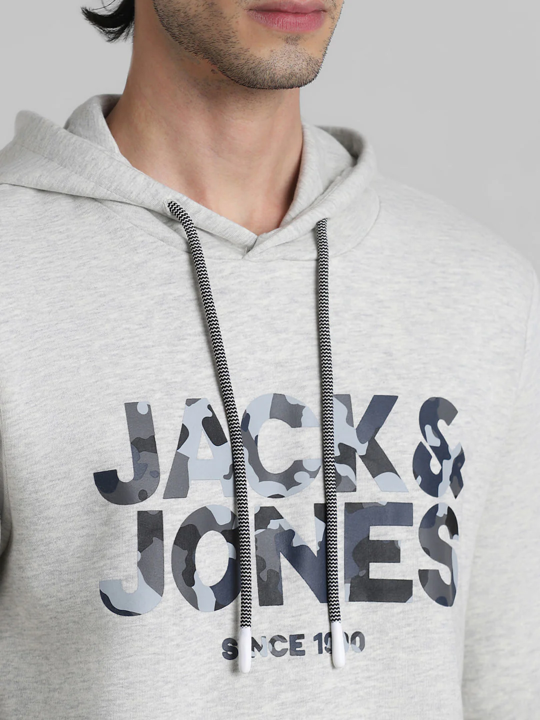 White Melange Hooded Sweatshirt - Image 5
