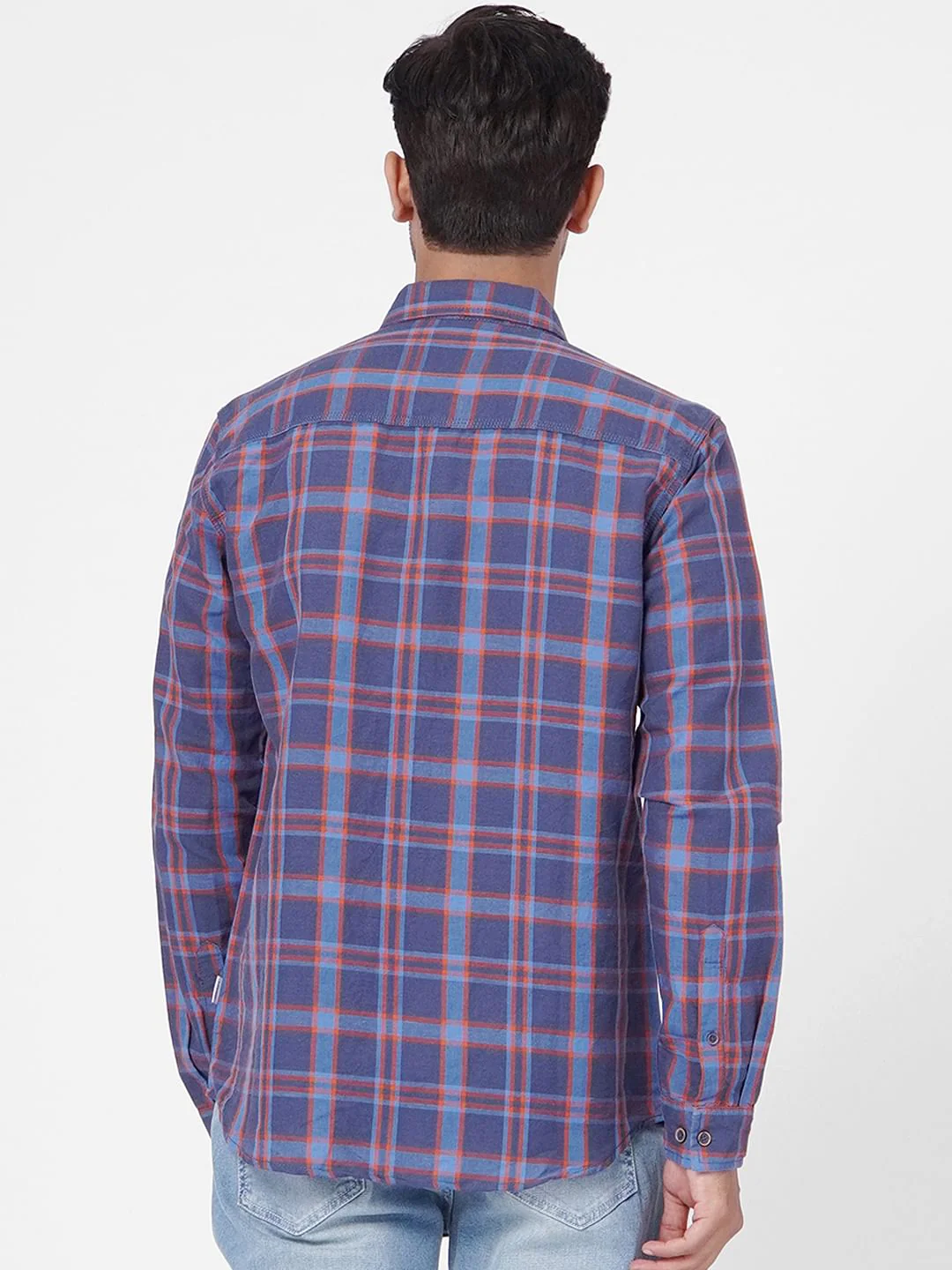 Blue Check Linen Blend Shirt - Image 4