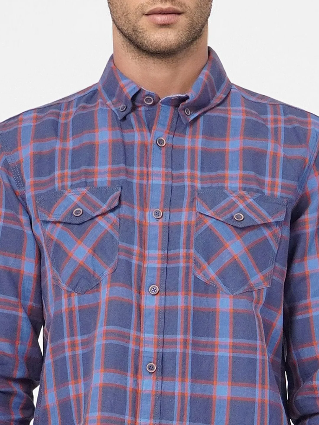 Blue Check Linen Blend Shirt - Image 5
