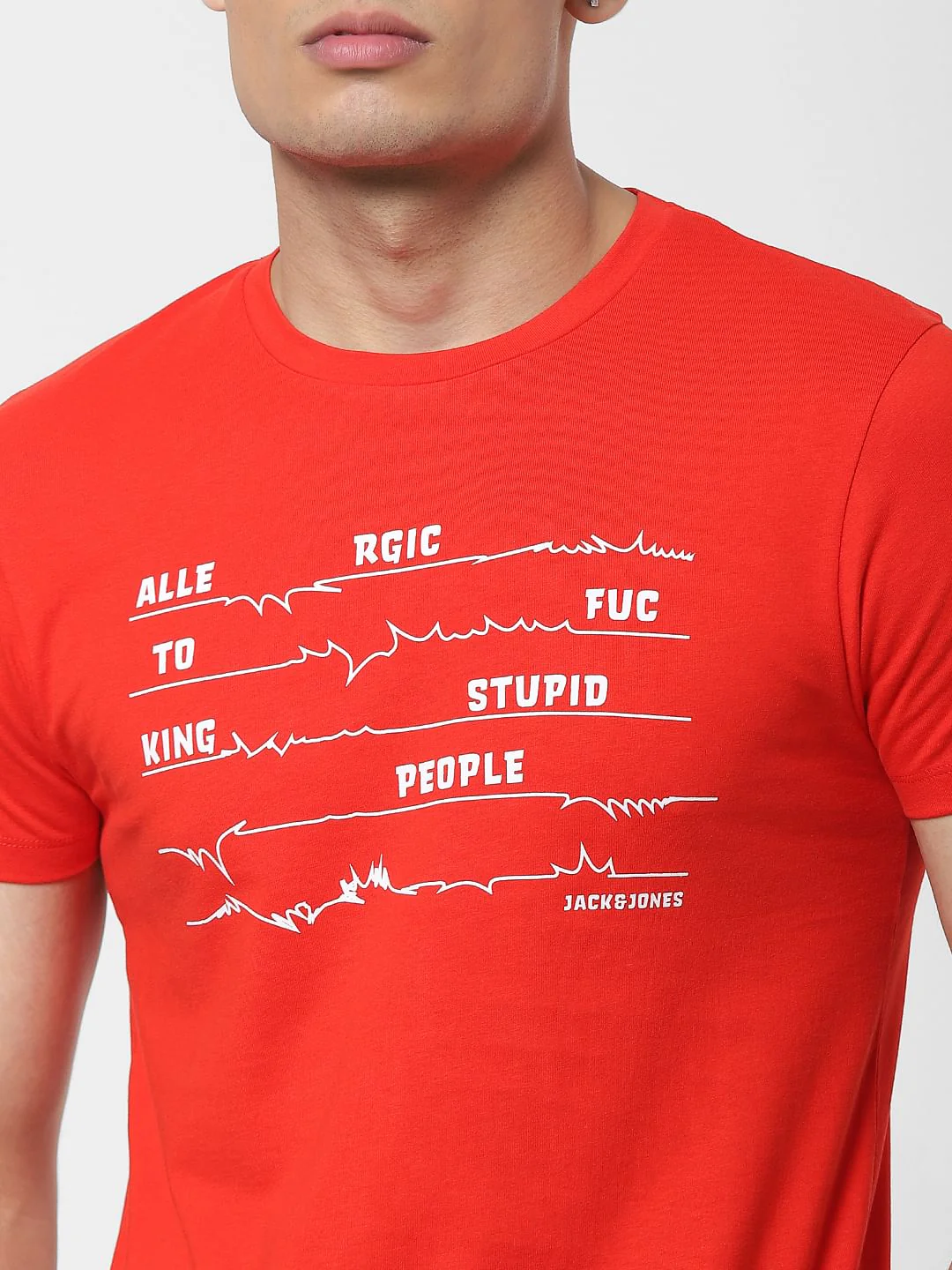 Red Slogan Print Crew Neck T-shirt - Image 5