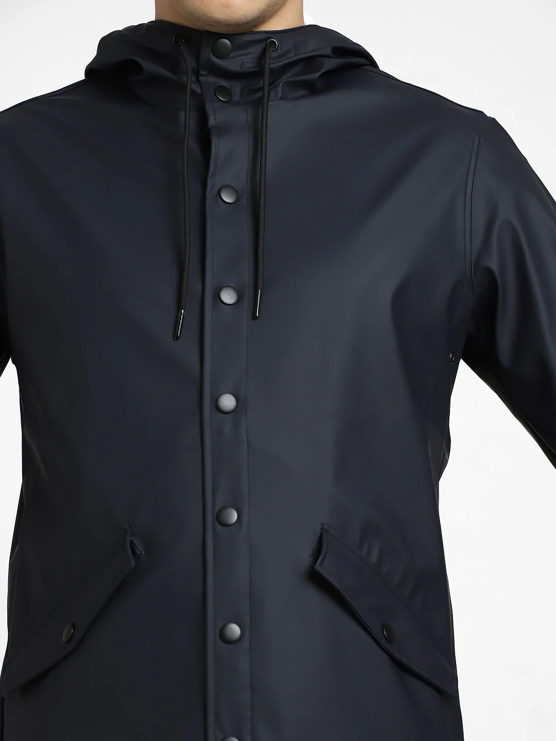 Navy Blue Hooded Rain Jacket - Image 5
