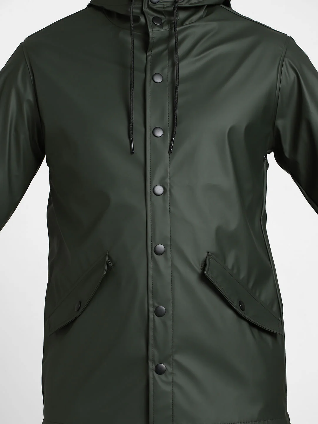 Dark Green Hooded Rain Jacket - Image 5
