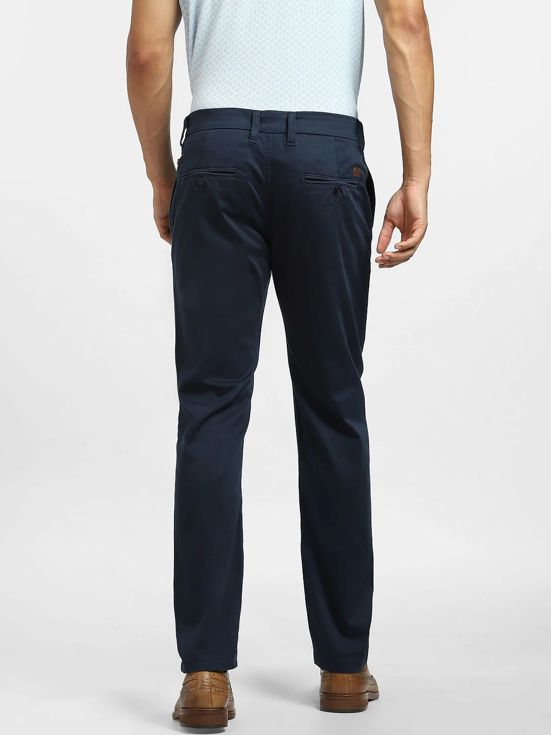 Navy Blue Mid Rise Regular Fit Pants - Image 4