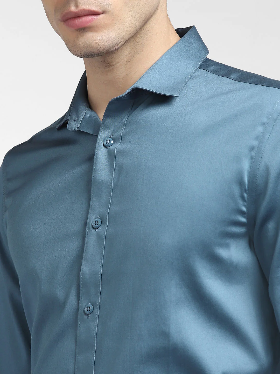 Blue Slim Fit Full Sleeves Shirt - Image 5