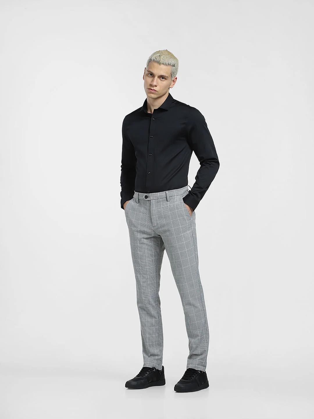 Cotton Stretch Slim Fit Shirt - Black - Image 6