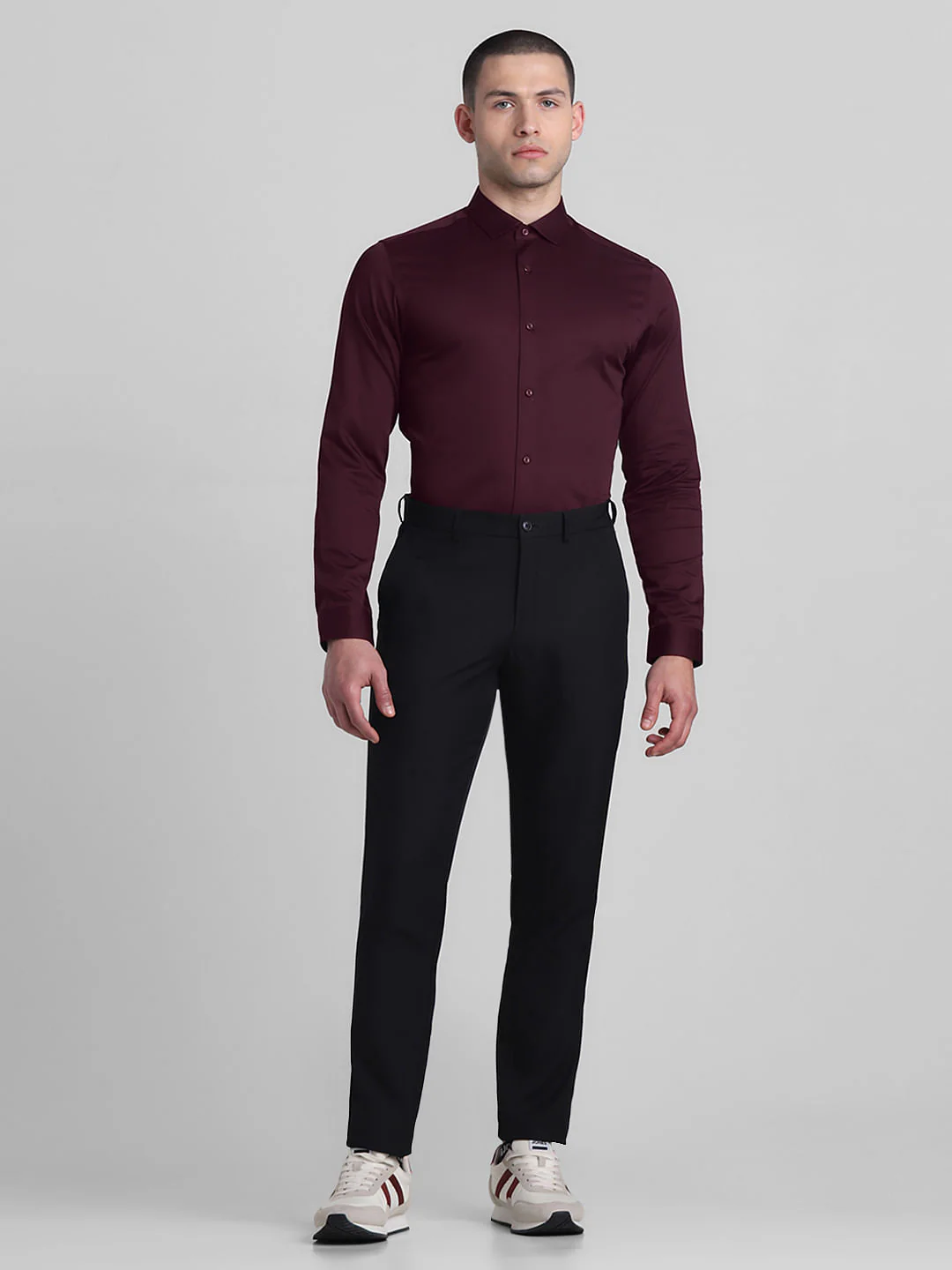 Cotton Stretch Slim Fit Shirt - Red - Image 6