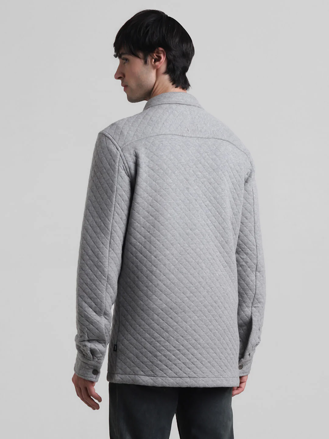 Light Grey Textured Oversized Shacket - Image 4